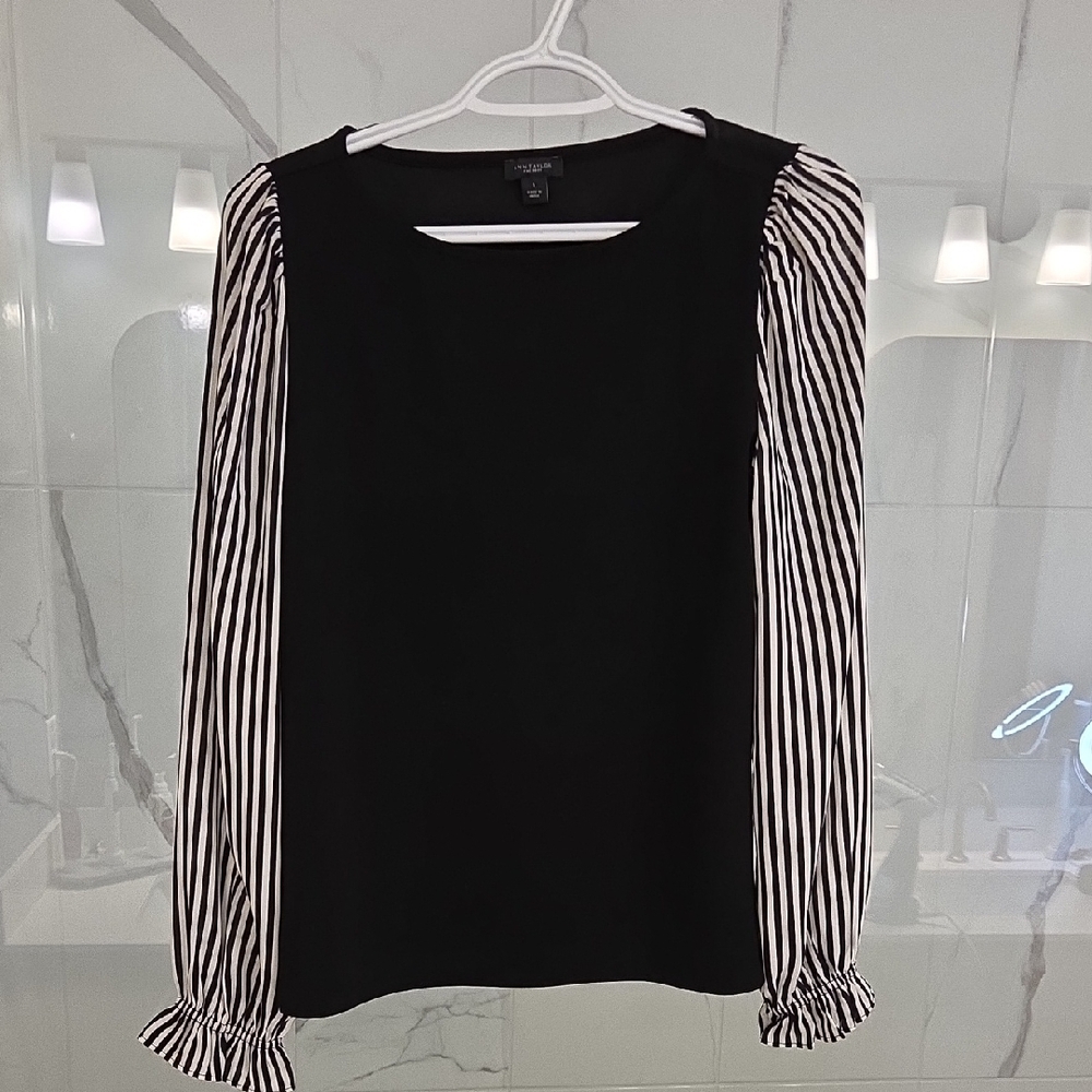Black and White Striped Sleeve Top